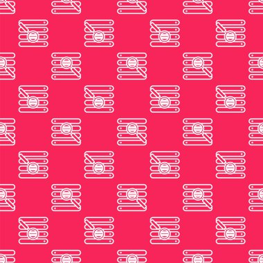 Tarayıcı simgesinde beyaz çizgi araması kırmızı arkaplanda izole edilmiş pürüzsüz desen. Vektör İllüstrasyonu