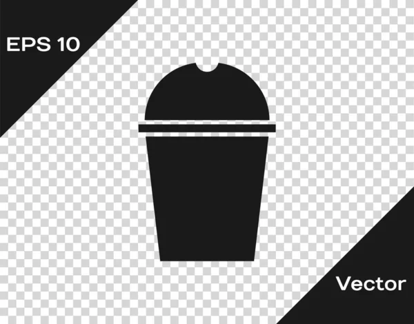 Icono Vidrio Agua Papel Negro Aislado Sobre Fondo Transparente Vaso — Vector de stock