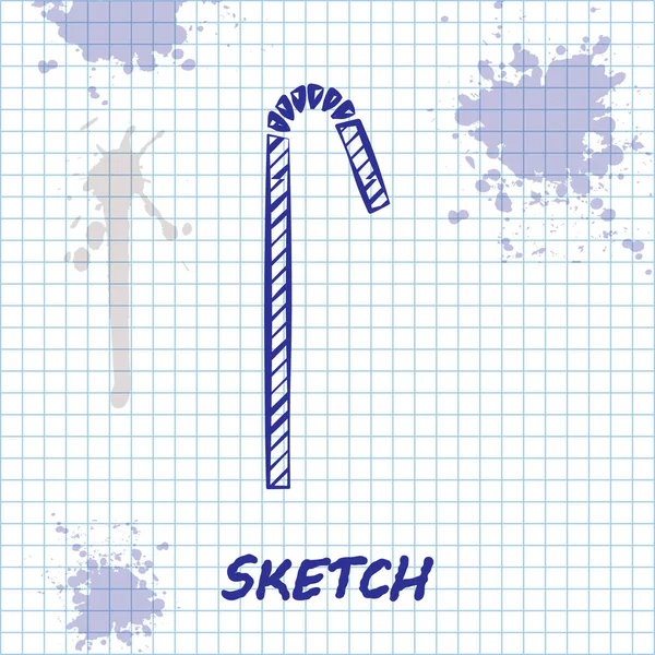 Sketch Line Drinking Plastic Straw Icon Isolated White Background Vector — 스톡 벡터