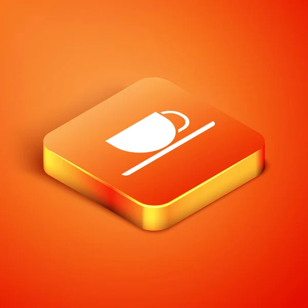 Isometric Coffee Cup Icon Isolated Orange Background Tea Cup Hot — Stock Vector