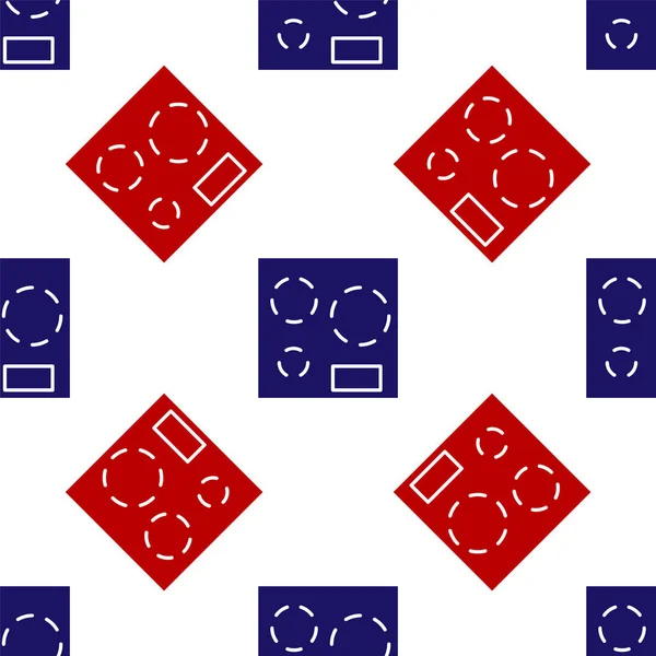 Niebieski Czerwony Elektryczna Ikona Pieca Odizolowany Bezproblemowy Wzór Białym Tle — Wektor stockowy