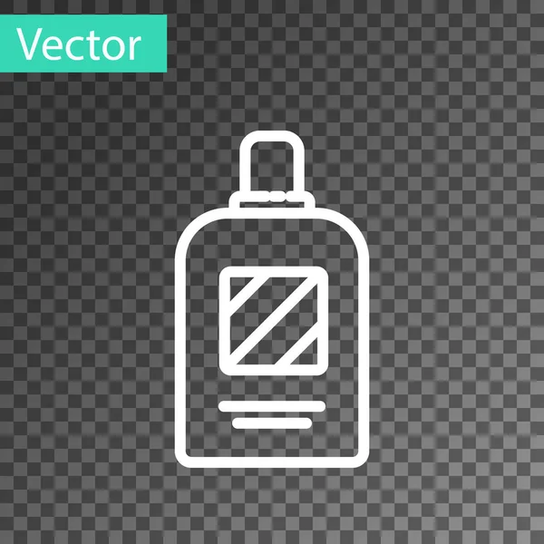 White Line Bottle Shampoo Icon Isolated Transparent Background Vector Illustration — Stock Vector