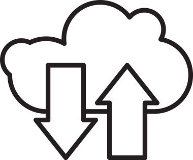 Siyah çizgi Bulut indirme ve yükleme simgesi beyaz arkaplanda izole edildi. Vektör İllüstrasyonu