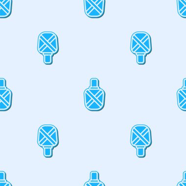 Mavi çizgi kantin su şişesi ikonu gri arka planda izole edilmiş pürüzsüz desen. Turist matarası ikonu. Kampanyada bir kavanoz su kullanıldı. Vektör İllüstrasyonu