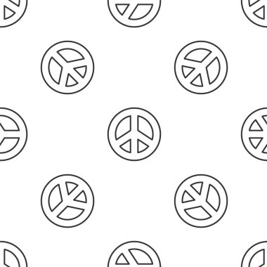 Gri çizgi barış ikonu beyaz arka planda kusursuz desen izole etti. Hippi barış sembolü. Vektör İllüstrasyonu