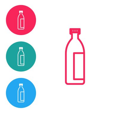 Beyaz arkaplanda kırmızı çizgi kremi ya da losyon kozmetik tüp ikonu izole edilmiş. Erkekler için vücut bakım ürünleri. Simgeleri daire düğmelerine ayır. Vektör İllüstrasyonu