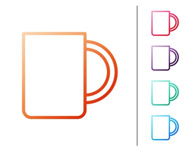 Kırmızı çizgi kahve fincanı simgesi beyaz arkaplanda izole edilmiş. Çay fincanı. Sıcak içecek kahvesi. Renk simgelerini ayarla. Vektör İllüstrasyonu