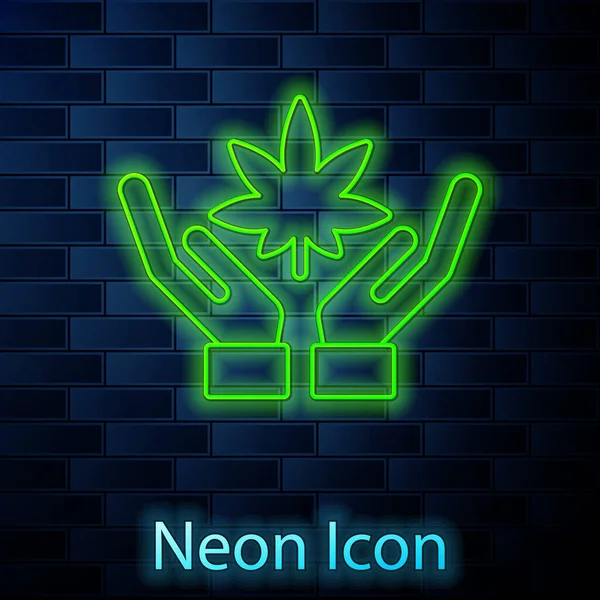 Leuchtende Neon Linie Medizinisches Marihuana Oder Cannabisblatt Symbol Isoliert Auf — Stockvektor