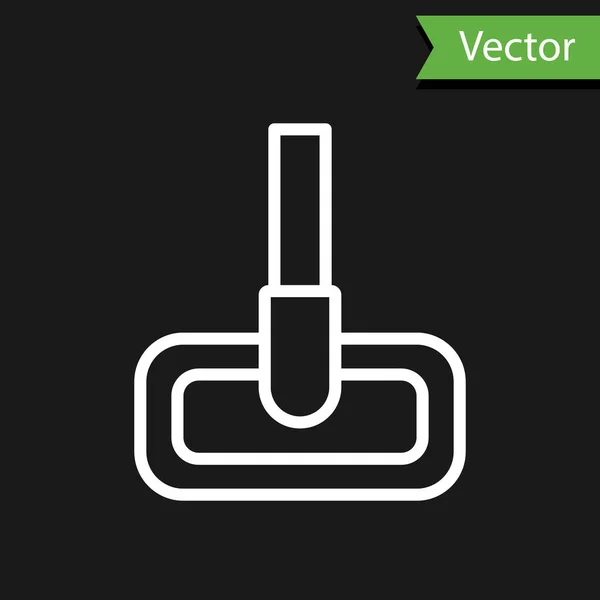 Weiße Linie Wischmopp Symbol Isoliert Auf Schwarzem Hintergrund Reinigungsdienstkonzept Vektorillustration — Stockvektor