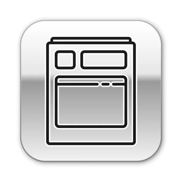 ブラックラインキッチン食器洗い機マシンのアイコンは 白い背景に隔離されました 銀四角形のボタン ベクターイラスト — ストックベクタ