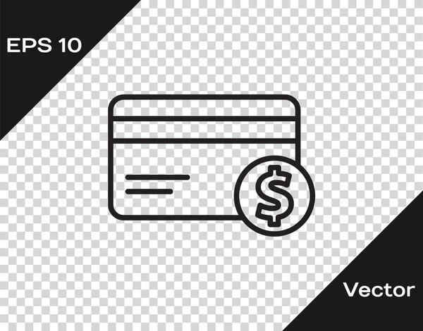 Línea Negra Icono Tarjeta Crédito Símbolo Dólar Aislado Sobre Fondo — Vector de stock