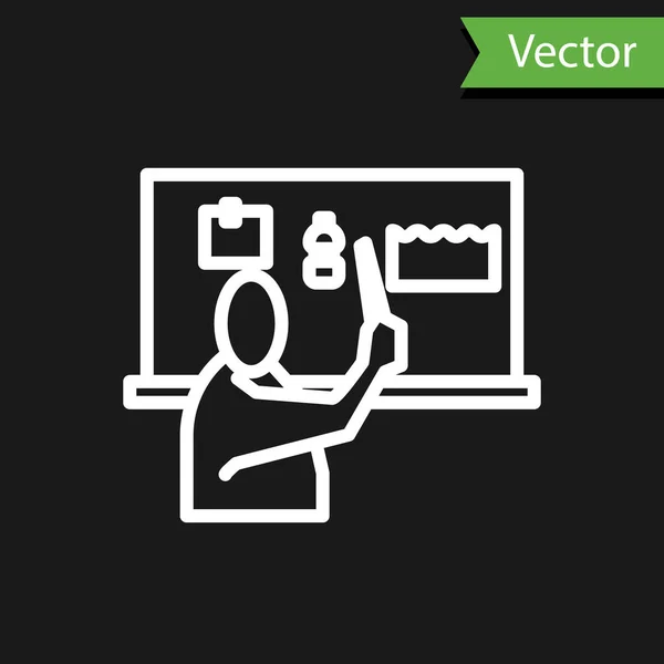 Linha Branca Parar Ícone Poluição Plástico Isolado Fundo Preto Cartaz — Vetor de Stock