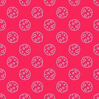 Beyaz çizgi Ay simgesi, kırmızı arkaplanda pürüzsüz desen izole etti. Vektör İllüstrasyonu