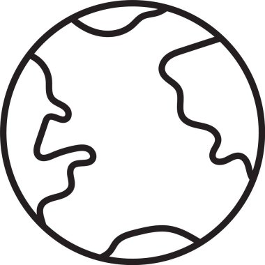 Siyah çizgi Dünya ikonu beyaz arka planda izole edilmiş. Dünya ya da Dünya işareti. Küresel internet sembolü. Geometrik şekiller. Vektör İllüstrasyonu