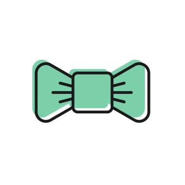 Beyaz arkaplanda siyah çizgi papyon simgesi izole edildi. Vektör İllüstrasyonu