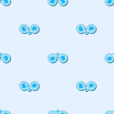 Mavi çizgi dürbün simgesi gri arkaplanda izole edilmiş kusursuz desen. Yazılım işareti bul. Casus ekipman sembolü. Vektör İllüstrasyonu