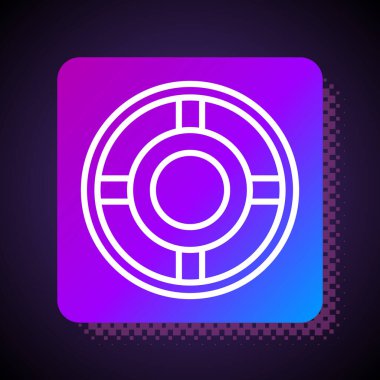 Beyaz çizgi kül tablası simgesi siyah arkaplanda izole edildi. Kare renk düğmesi. Vektör İllüstrasyonu