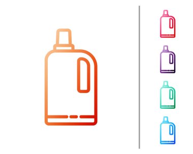 Kırmızı çizgi kumaş yumuşatıcı simgesi beyaz arkaplanda izole edildi. Sıvı çamaşır deterjanı, saç kremi, temizlik maddesi, çamaşır suyu. Renk simgelerini ayarla. Vektör İllüstrasyonu