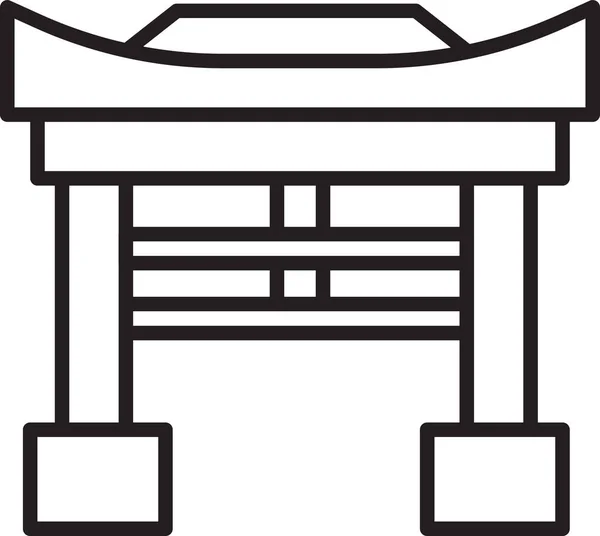 Zwarte Lijn Japan Gate Pictogram Geïsoleerd Witte Achtergrond Torii Poortteken — Stockvector