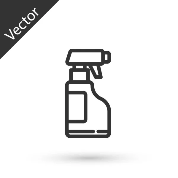 Grey Line Cleaning Spray Bottle Detergent Liquid Icon Isolated White — Stock Vector