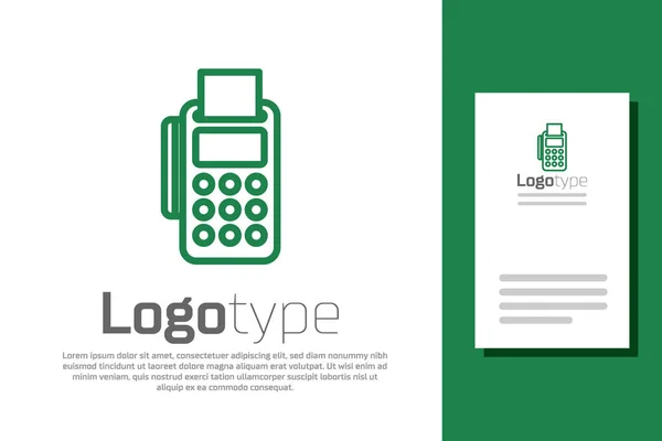 Terminal Pos Línea Verde Con Tarjeta Crédito Insertada Icono Receptor — Archivo Imágenes Vectoriales