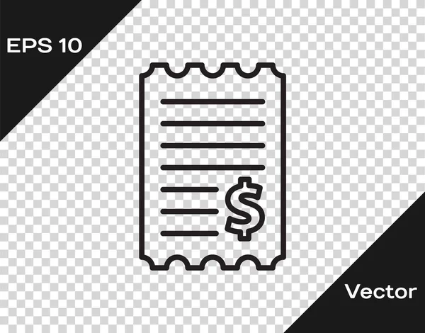 Línea Negra Comprobación Papel Icono Verificación Financiera Aislados Sobre Fondo — Vector de stock