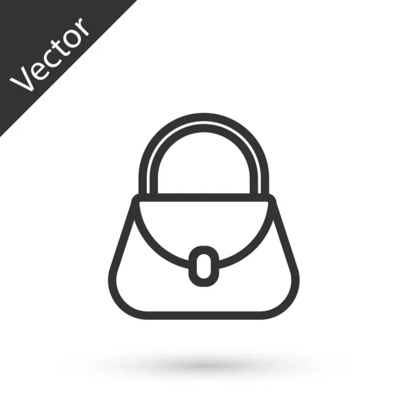 Grey Line Handbag Icon Isolated White Background Female Handbag Sign — Stock Vector