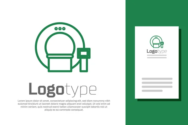 Ícone Tomografia Linha Verde Isolado Fundo Branco Scanner Médico Radiação —  Vetores de Stock