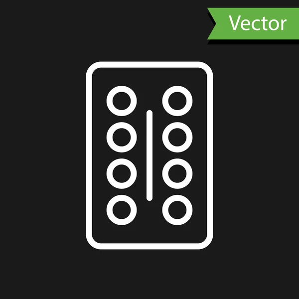 Línea Blanca Pastillas Blister Icono Del Envase Aislado Sobre Fondo — Vector de stock