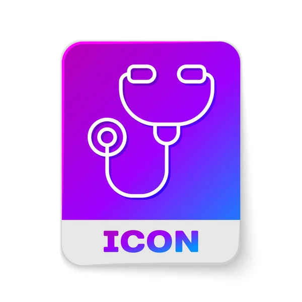 Línea Blanca Estetoscopio Icono Del Instrumento Médico Aislado Sobre Fondo — Vector de stock