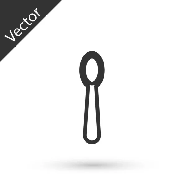 Szürke Vonal Eldobható Műanyag Kanál Ikon Elszigetelt Fehér Alapon Vektorillusztráció — Stock Vector