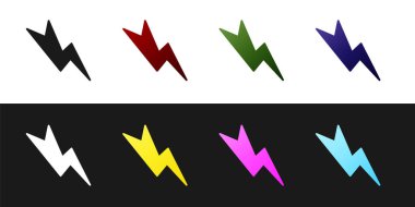 Şimşek simgesini siyah beyaz arkaplanda izole et. Flaş işareti. Flaş ikonunu yükle. Gök gürültüsü. Yıldırım çarpması. Vektör İllüstrasyonu