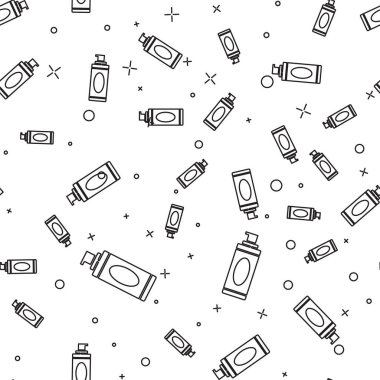 Siyah çizgi tıraş jeli köpük ikonu beyaz arka planda izole edilmiş pürüzsüz desen. Tıraş köpüğü. Vektör İllüstrasyonu