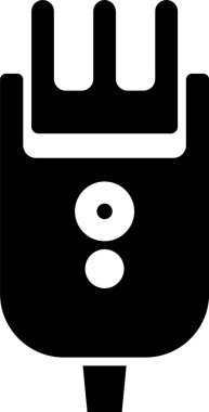 Beyaz arka planda siyah elektrikli saç kırpma makinesi ya da traş ikonu var. Berber dükkanı sembolü. Vektör İllüstrasyonu