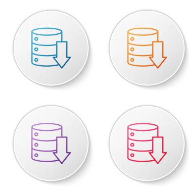 Renk çizgisi sunucusu, Data, Web sunucu simgesi beyaz arkaplanda izole edildi. Simgeleri daire düğmelerine ayır. Vektör İllüstrasyonu