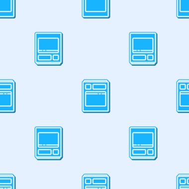Mavi çizgi Mutfak Bulaşık Makinesi simgesi gri arka planda izole edilmiş kusursuz desen. Vektör İllüstrasyonu