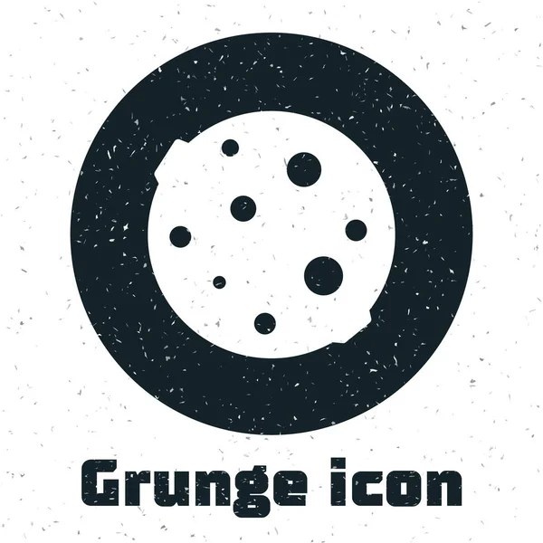 Grunge Moon Icon 배경에 분리되어 있습니다 모노크롬 빈티지그리기 사기적 — 스톡 벡터