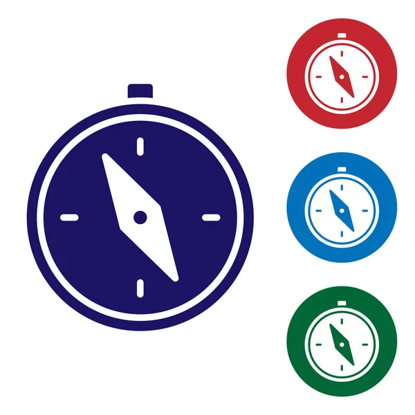 Μπλε Compass Εικονίδιο Απομονώνονται Λευκό Φόντο Σύμβολο Πλοήγησης Γουίντροουζ Ανεμοζώδιο — Διανυσματικό Αρχείο