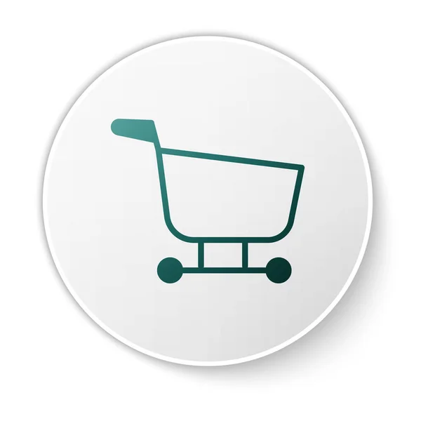 Icono Carrito Compras Verde Aislado Sobre Fondo Blanco Tienda Comida — Archivo Imágenes Vectoriales