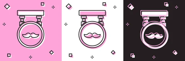 Set Icône Barbershop Isolé Sur Fond Rose Blanc Noir Logo — Image vectorielle