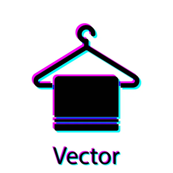 Toalla Negra Sobre Icono Percha Aislado Sobre Fondo Blanco Icono — Vector de stock