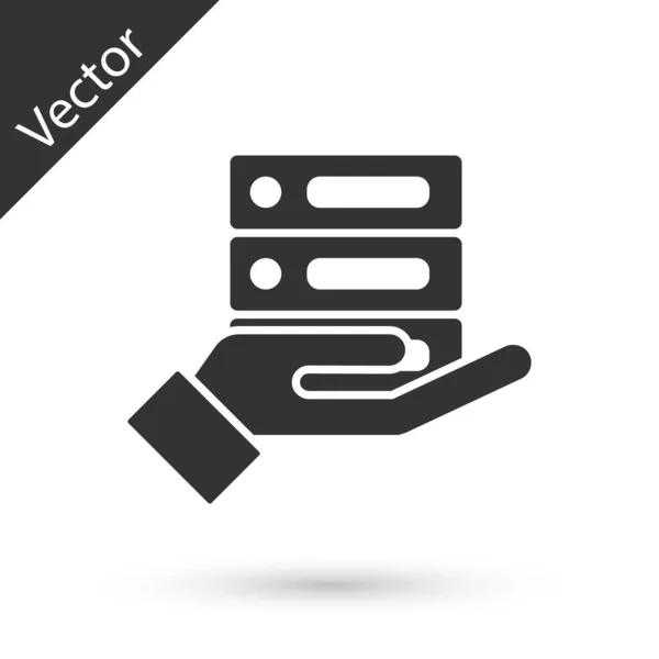 Grey Server Data Web Hosting Icône Isolée Sur Fond Blanc — Image vectorielle