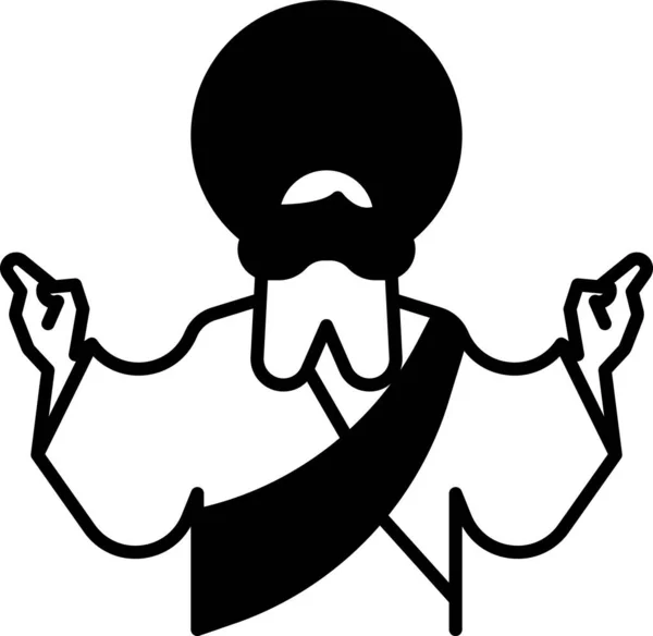 Black Jesus Christ Icon Isolated White Background Vector Illustration — Stock Vector