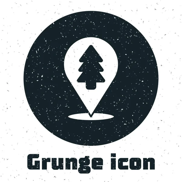 Grunge Ubicación Del Bosque Icono Mapa Aislado Sobre Fondo Blanco — Vector de stock