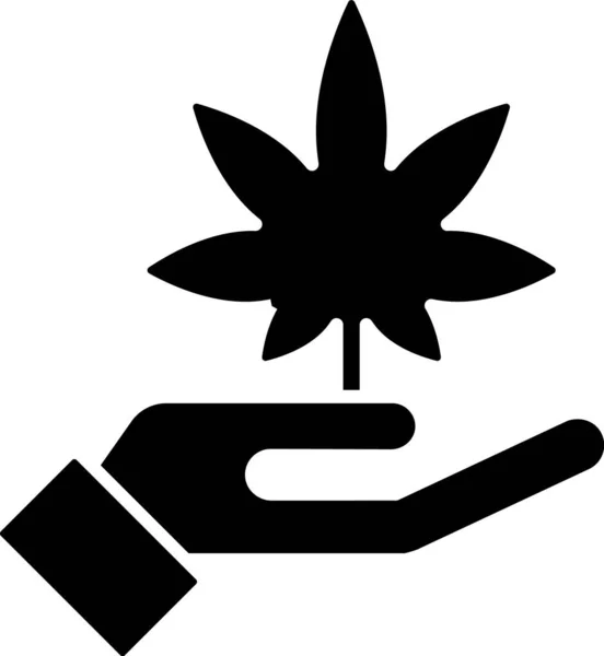 白い背景に隔離された黒い医療用マリファナまたは大麻の葉のアイコン ヘンプ記号 ベクターイラスト — ストックベクタ