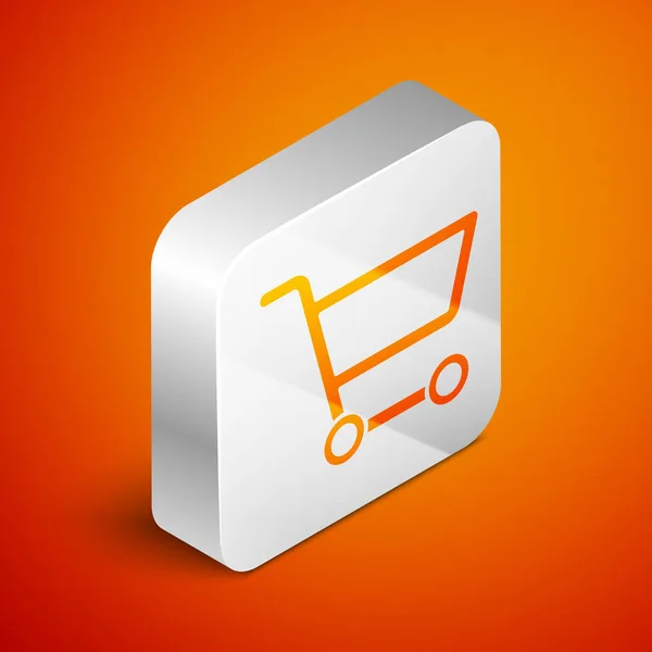 Isometrisches Warenkorb Symbol Auf Orangefarbenem Hintergrund Online Kaufkonzept Lieferservice Schild — Stockvektor