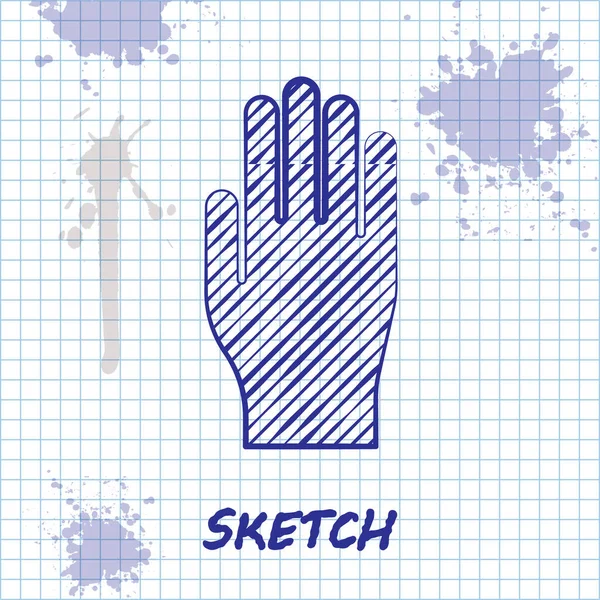 Schets Lijn Medische Rubberen Handschoenen Icoon Geïsoleerd Witte Achtergrond Beschermende — Stockvector