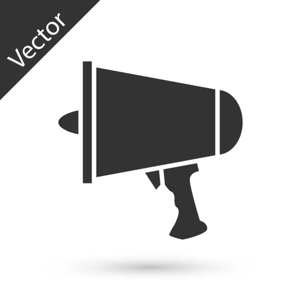 Grijs Verspreid Het Woord Megafoon Pictogram Geïsoleerd Witte Achtergrond Vector — Stockvector