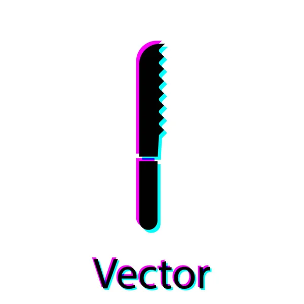 Icono Cuchillo Pan Negro Aislado Sobre Fondo Blanco Símbolo Cubertería — Vector de stock