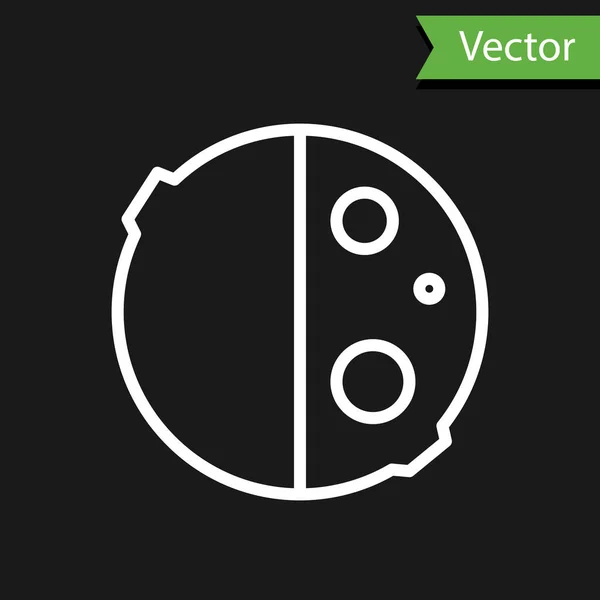 Fehér Vonal Napfogyatkozás Ikon Elszigetelt Fekete Alapon Teljes Szonár Napfogyatkozás — Stock Vector